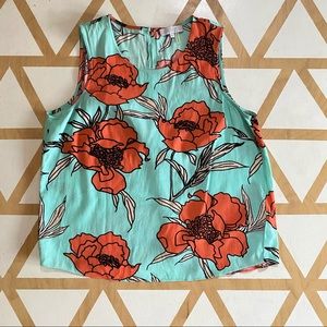 1.STATE Floral Flowy Tank, Split Back - S